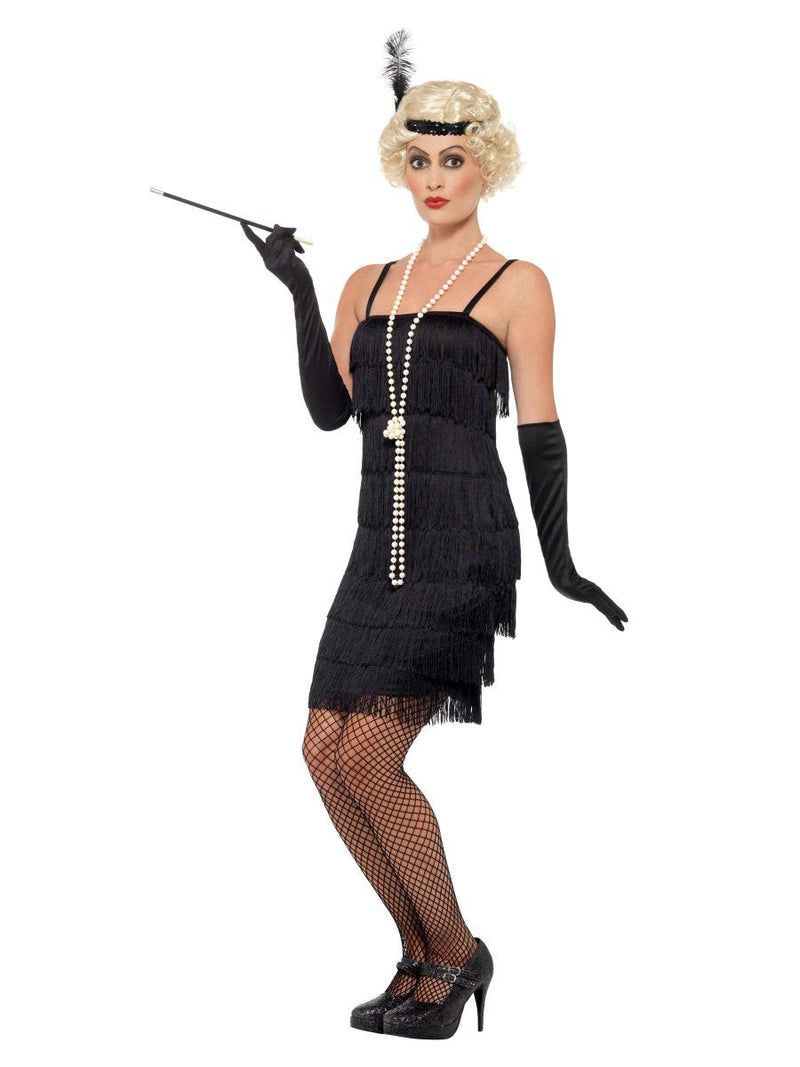 Costumes Australia 1920s Flapper Delighted Girl Costume Adult Black Short Cocktail Dress_5