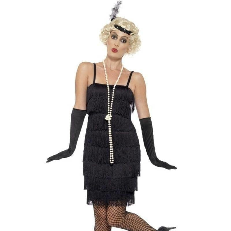 Costumes Australia 1920s Flapper Delighted Girl Costume Adult Black Short Cocktail Dress_1