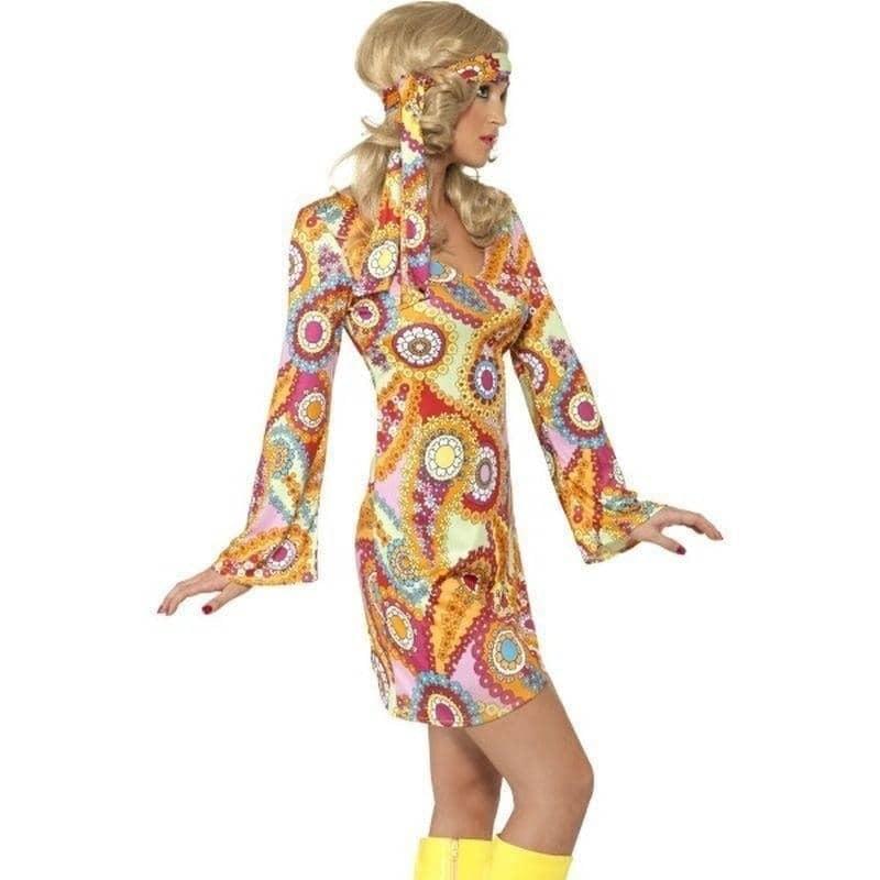 Costumes Australia 1960s Hippy Costume Adult Multi Coloured Dress Heaband_3