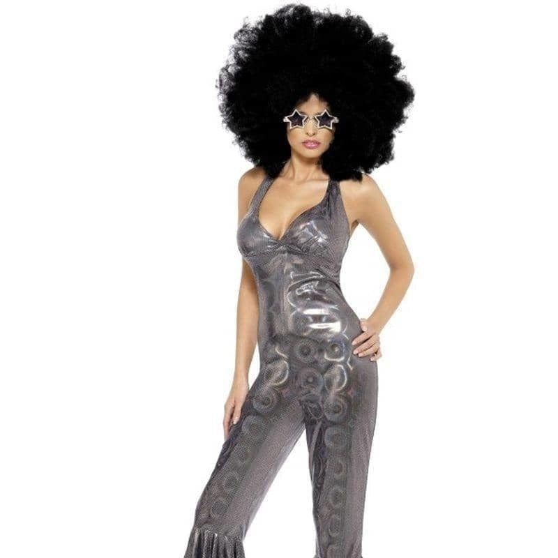 Costumes Australia 1970s Disco Diva Costume Adult Silver Jumpsuit_1