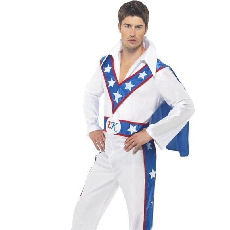 Costumes Australia 1970s Evel Knievel Daredevil Costume Adult White Blue Jumpsuit_3