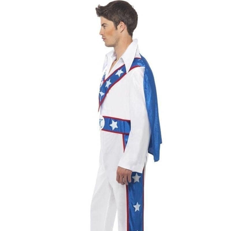 Costumes Australia 1970s Evel Knievel Daredevil Costume Adult White Blue Jumpsuit_5