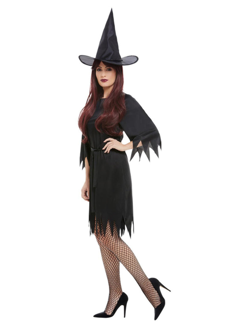 Spooky Witch Costume Adult Black Dress Hat Belt