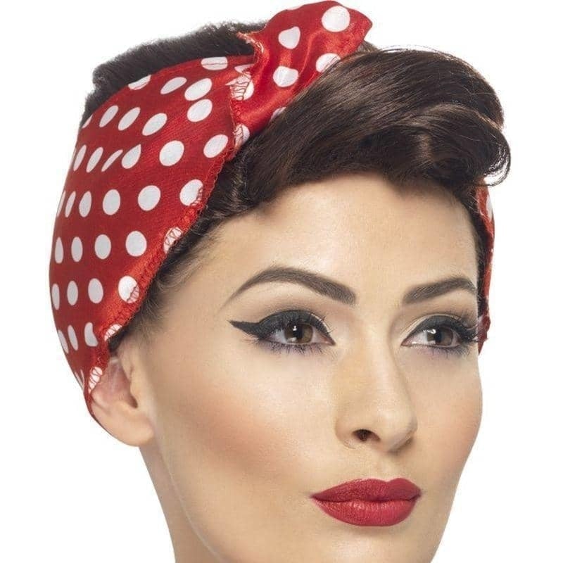 Costumes Australia 40s Rosie Wig Adult Brown Red White Headscarf_1