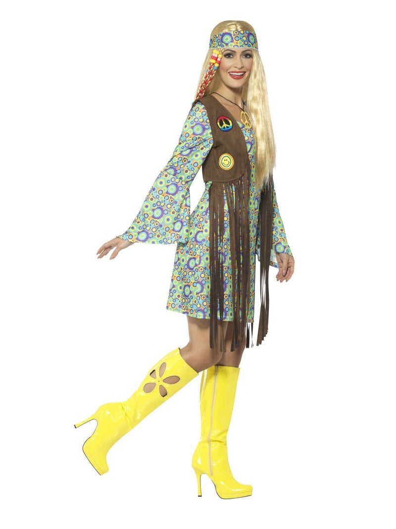 Costumes Australia 60s Hippie Chick Costume With Dress Adult Multi Coloured_3