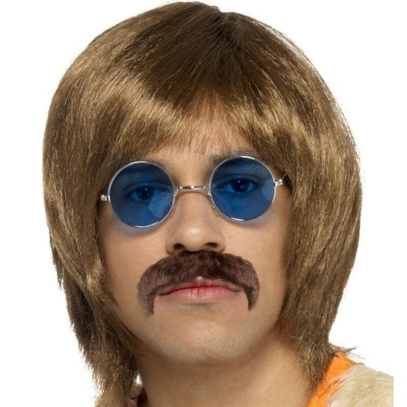 Costumes Australia 60s Hippie Kit Adult Brown Wig Glasses Moustache_1