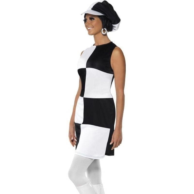 Costumes Australia 60s Party Girl Costume Adult Black White Dress Hat_3