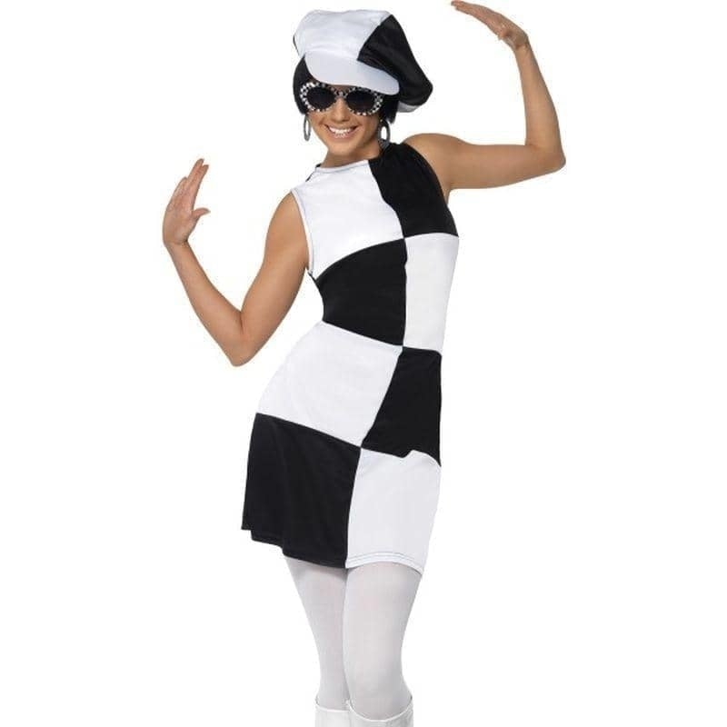 Costumes Australia 60s Party Girl Costume Adult Black White Dress Hat_1