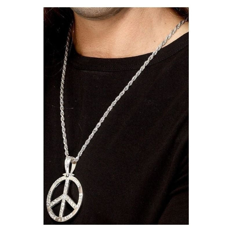 Costumes Australia Size Chart 60s Peace Sign Hippie Medallion Adult Silver