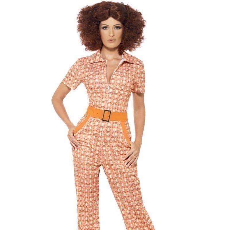 Costumes Australia 70s Authentic Chic Costume Adult Orange Disco Jumpsuit_1