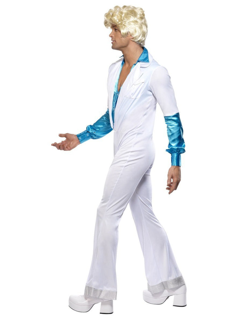 Costumes Australia 70s Disco Man Costume Adult White Blue Jumpsuit_2