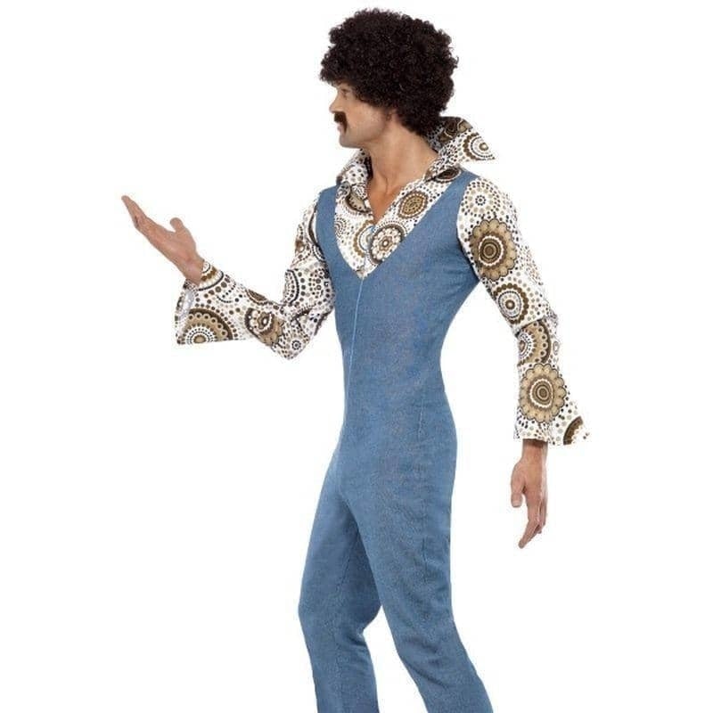 Costumes Australia 70s Groovy Dancer Costume Adult Blue Floral Jumpsuit_3