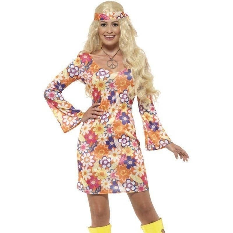 Costumes Australia 70s Hippie Flower Power Costume Adult Multi Coloured Dress_1