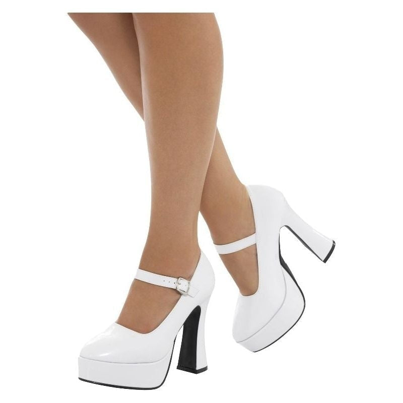 Costumes Australia Size Chart 70s Ladies Platform Shoes Adult White 5 Inch Heel