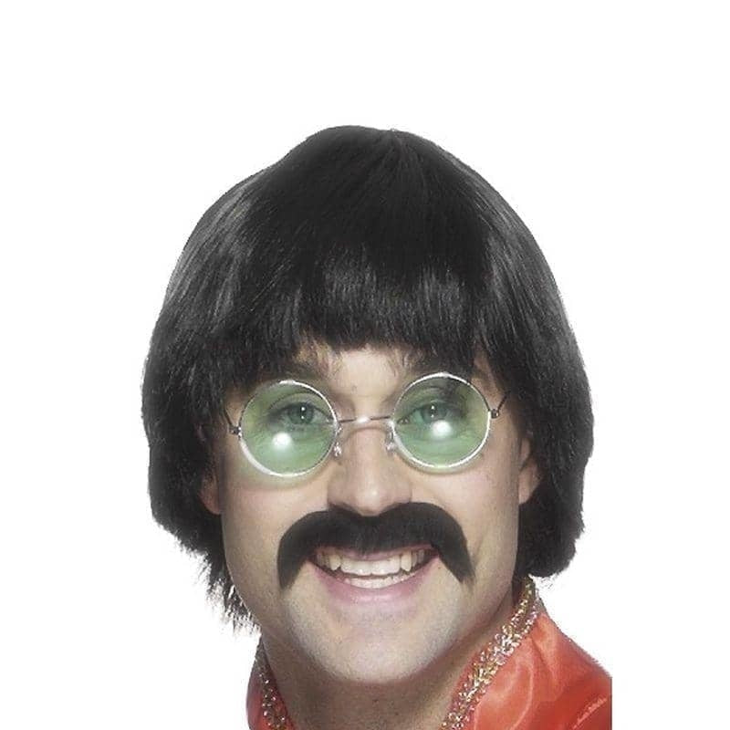 Costumes Australia 70s Mersey Wig And Tash Adult Black_1