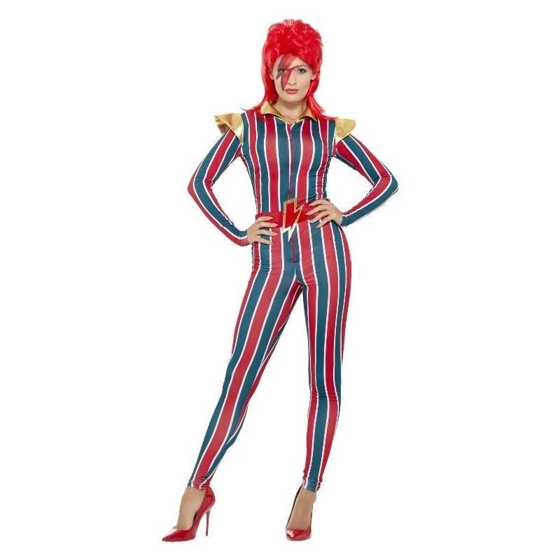 Costumes Australia 70s Miss Space Superstar Ziggy Costume Adult Jumpsuit Red Blue_2