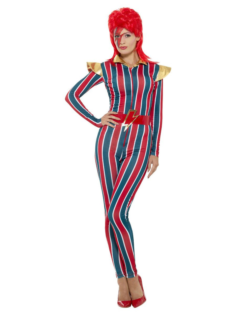 Costumes Australia 70s Miss Space Superstar Ziggy Costume Adult Jumpsuit Red Blue_3