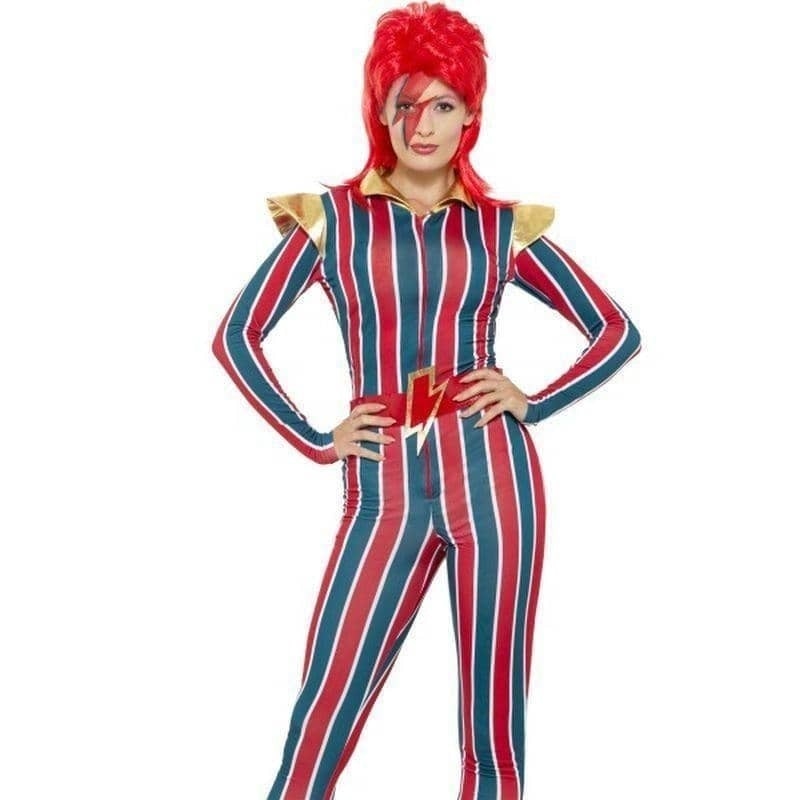 Costumes Australia 70s Miss Space Superstar Ziggy Costume Adult Jumpsuit Red Blue_1