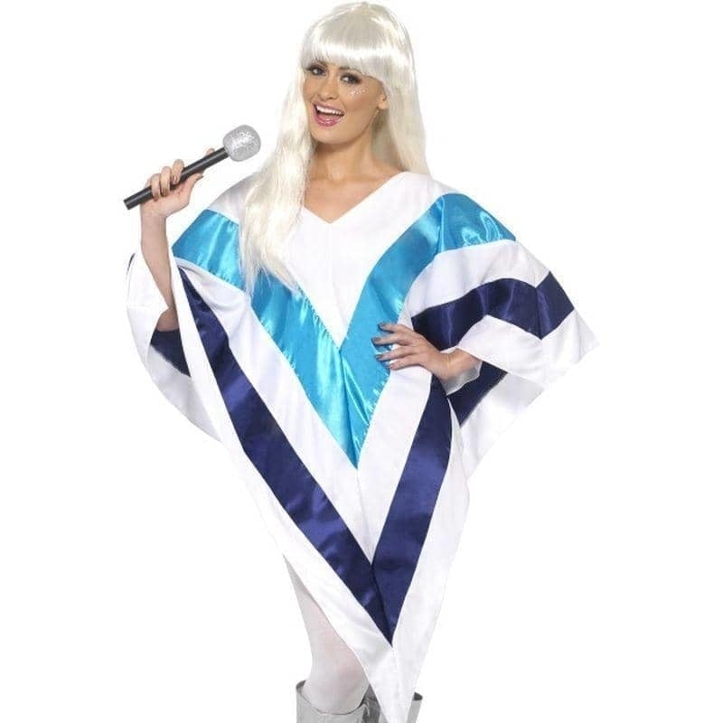 Costumes Australia 70s Super Trooper ABBA Poncho Adult White Blue_1