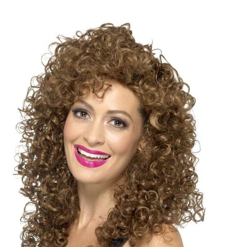 Costumes Australia 80s Boogie Babe Adult Long Curly Brown Wig_1