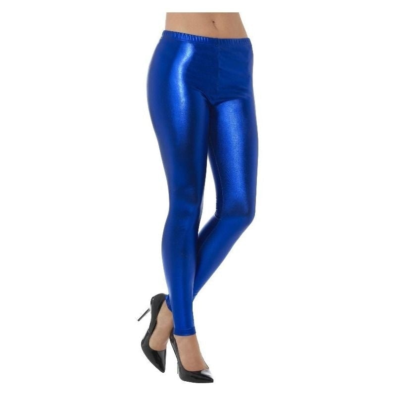 Costumes Australia 80s Metallic Disco Leggings Adult Blue_2