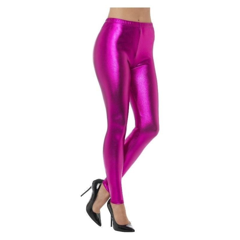 Costumes Australia 80s Metallic Disco Leggings Adult Pink_2