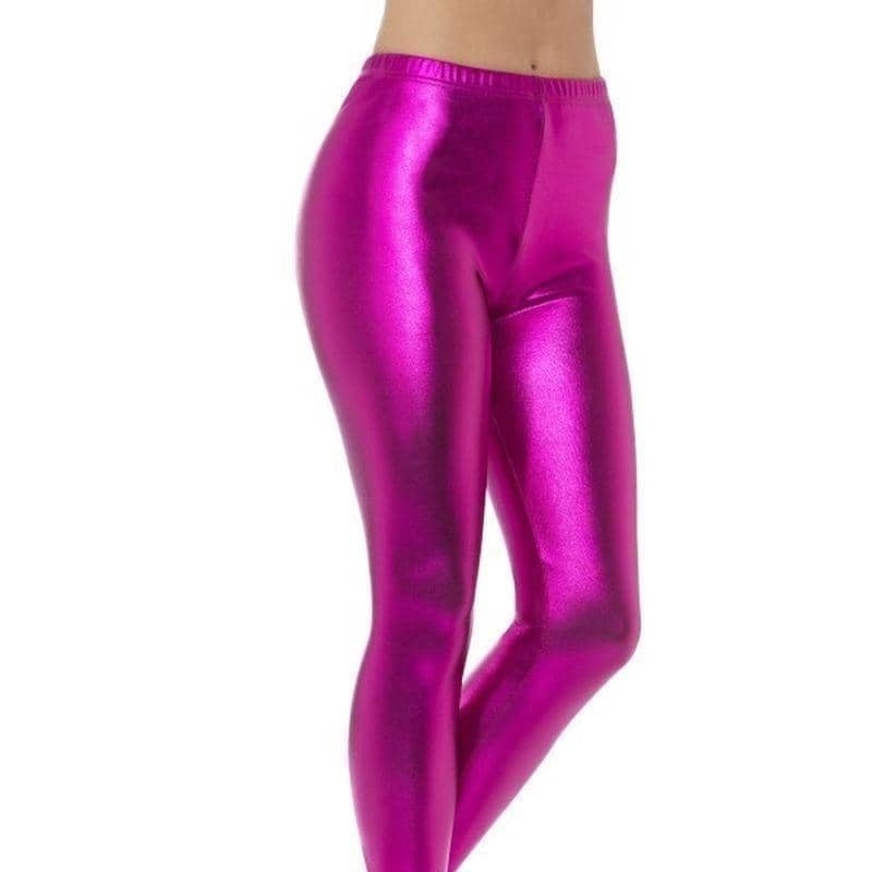 Costumes Australia 80s Metallic Disco Leggings Adult Pink_1