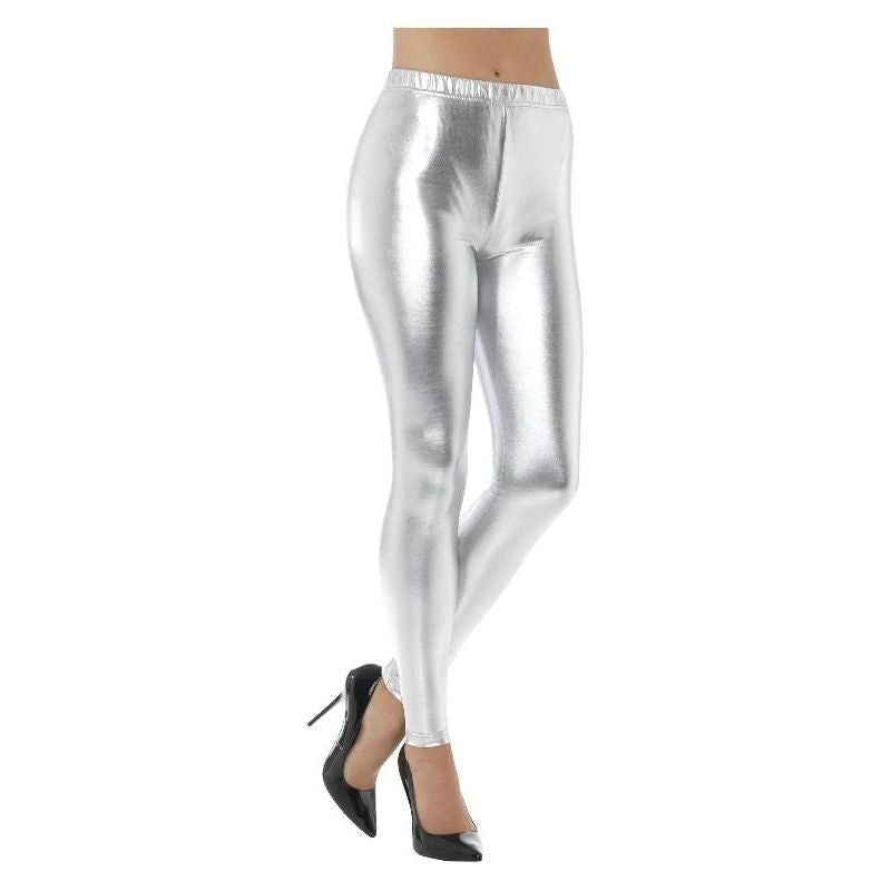 Costumes Australia 80s Metallic Disco Leggings Adult Silver_2