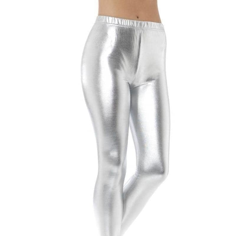 Costumes Australia 80s Metallic Disco Leggings Adult Silver_1