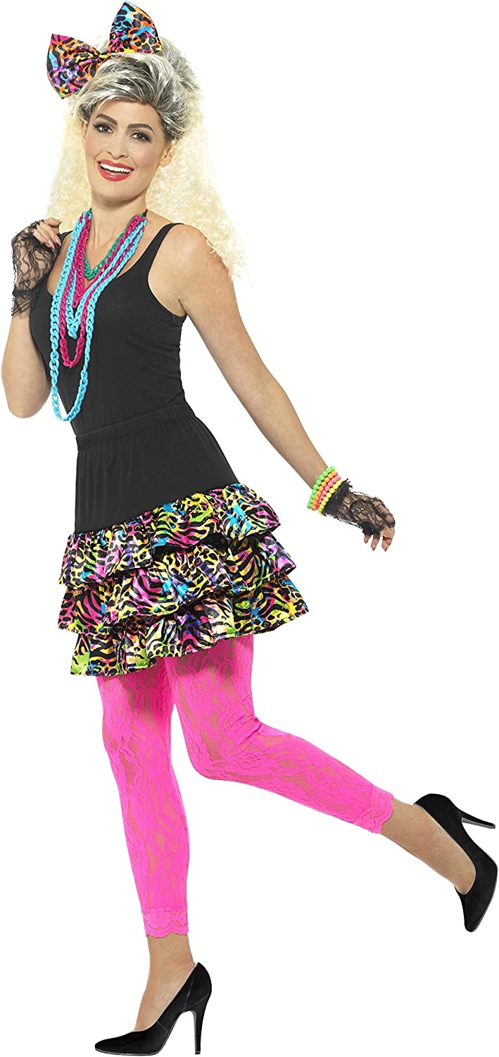 Costumes Australia 80s Party Girl Vibrant Skirt Headpiece Necklace Adult Kit_2