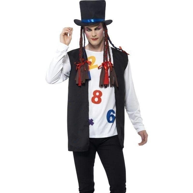 Costumes Australia 80s Pop Star Costume Adult Multi Coloured Top Waistcoat Hat_1