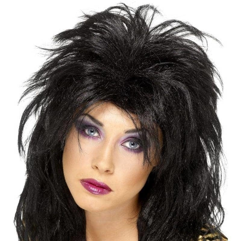 Costumes Australia 80s Popstar Wig Long Black Tousled Mullet_1