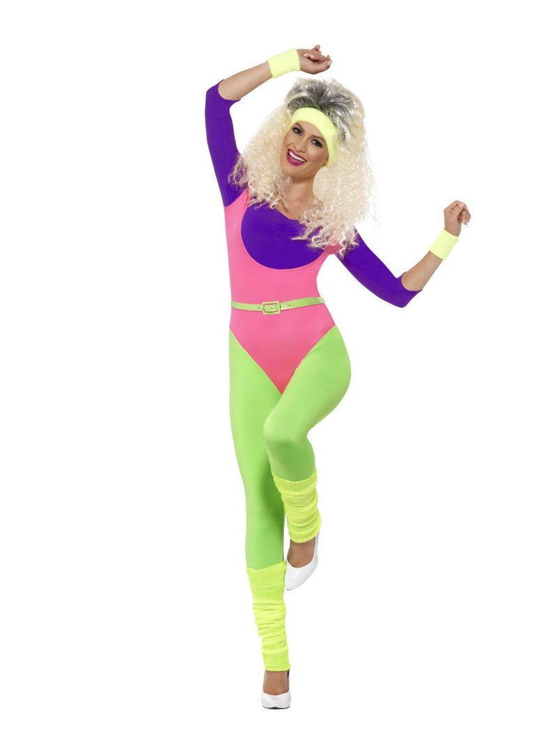 Costumes Australia 80s Work Out Costume Jumpsuit Adult Purple Pink Green_4