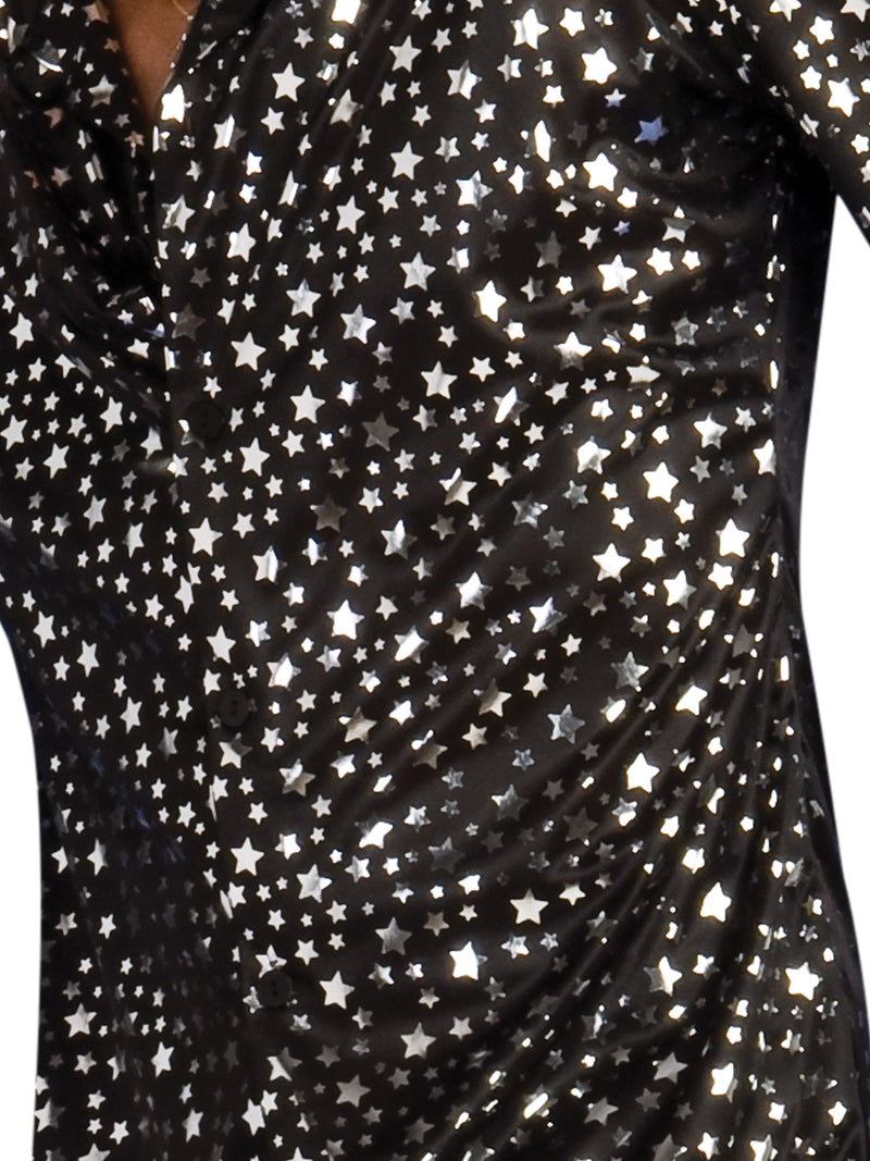 Disco Shirt - Black With Silver Stars Adult