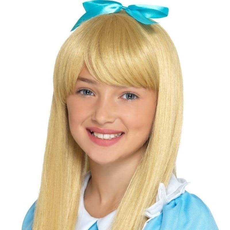 Costumes Australia Alice In Wonderland Princess Wig Child Blonde with Bow_1