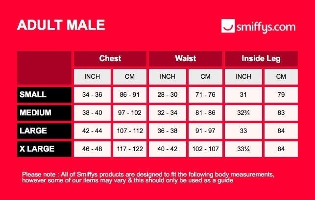 Costumes Australia Size Chart Anatomy Man Costume Adult