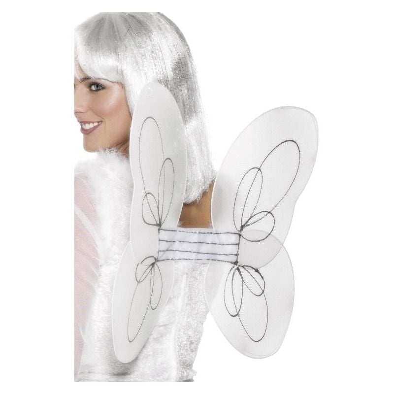 Costumes Australia Size Chart Angel Glitter Wings White and Silver Adult