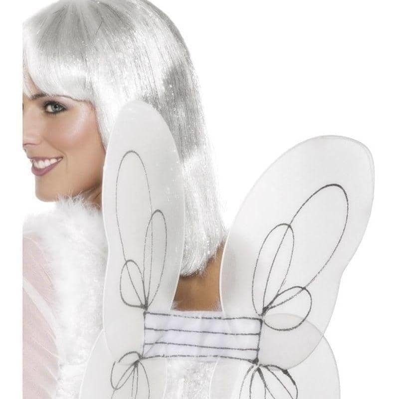 Costumes Australia Angel Glitter Wings White and Silver Adult_1