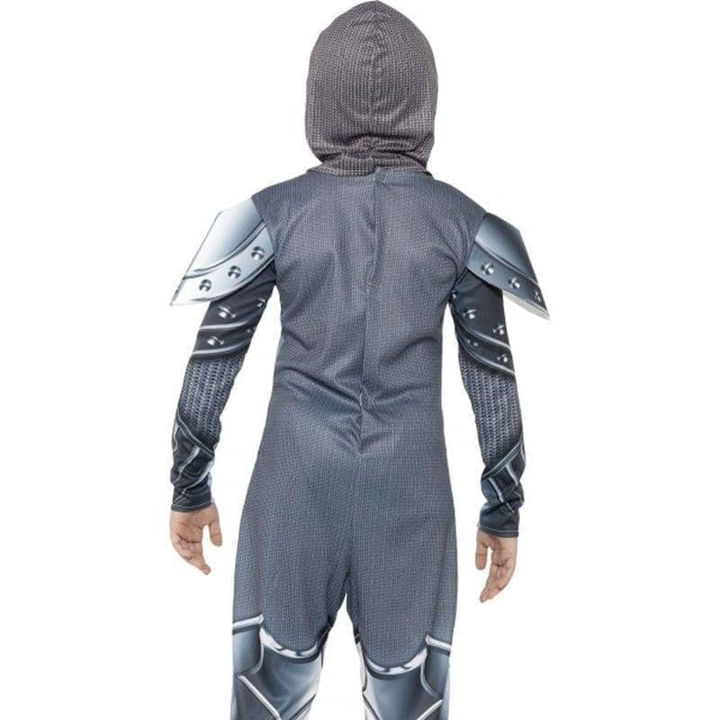 Costumes Australia Armoured Knight Deluxe Costume Kids Jumpsuit Grey Headpiece_2