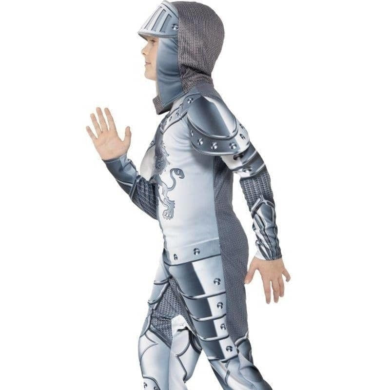 Costumes Australia Armoured Knight Deluxe Costume Kids Jumpsuit Grey Headpiece_3