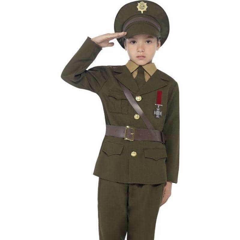 Costumes Australia Army Officer Costume Kids Green Uniform Authentic Green Military Dress_1