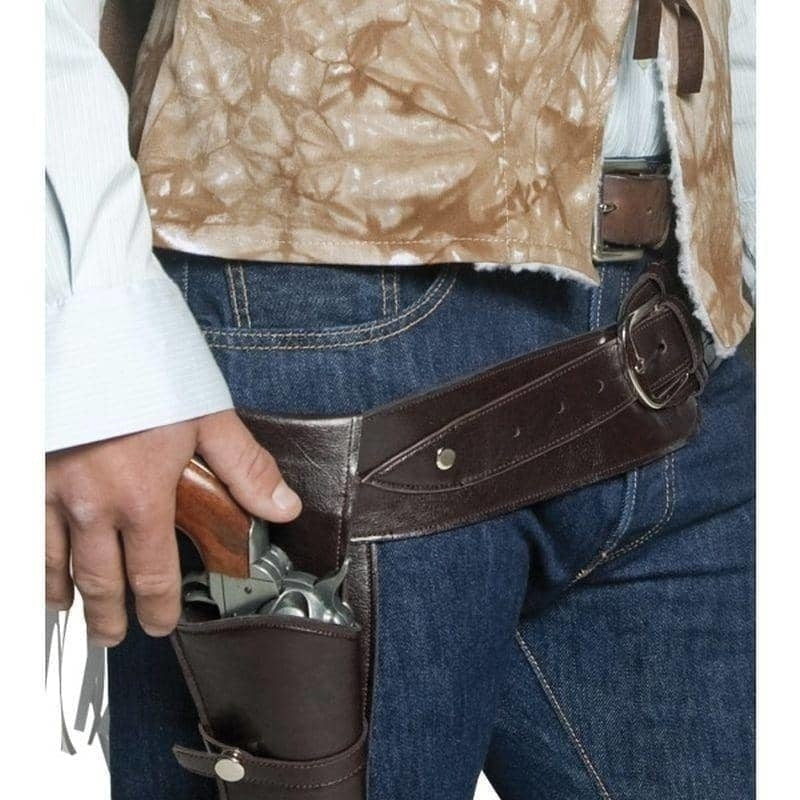 Costumes Australia Authentic Western Wandering Gunman Belt And Holster Adult Brown_1