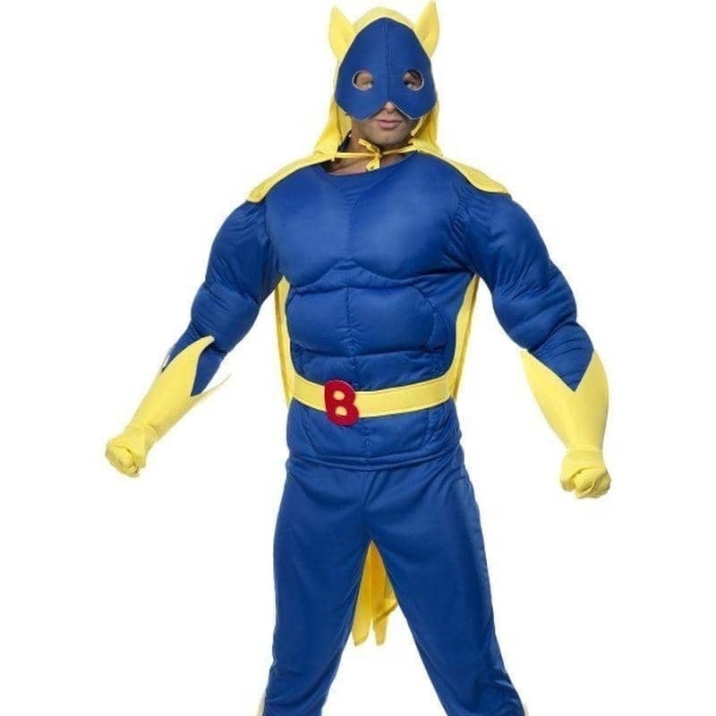 Costumes Australia Bananaman Padded Costume Adult Blue Yellow_2