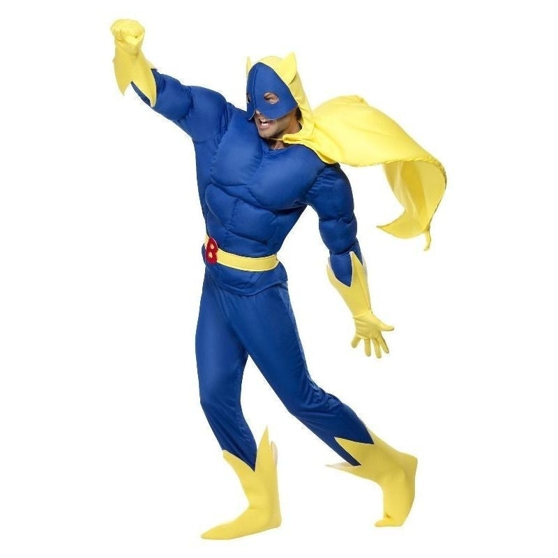 Costumes Australia Bananaman Padded Costume Adult Blue Yellow_4