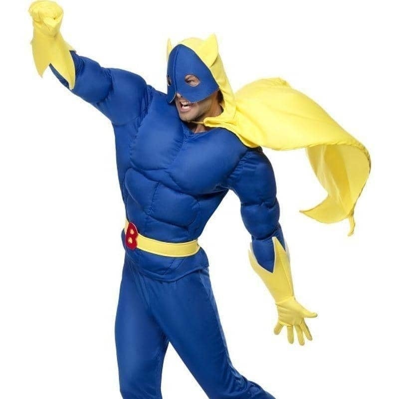 Costumes Australia Bananaman Padded Costume Adult Blue Yellow_1