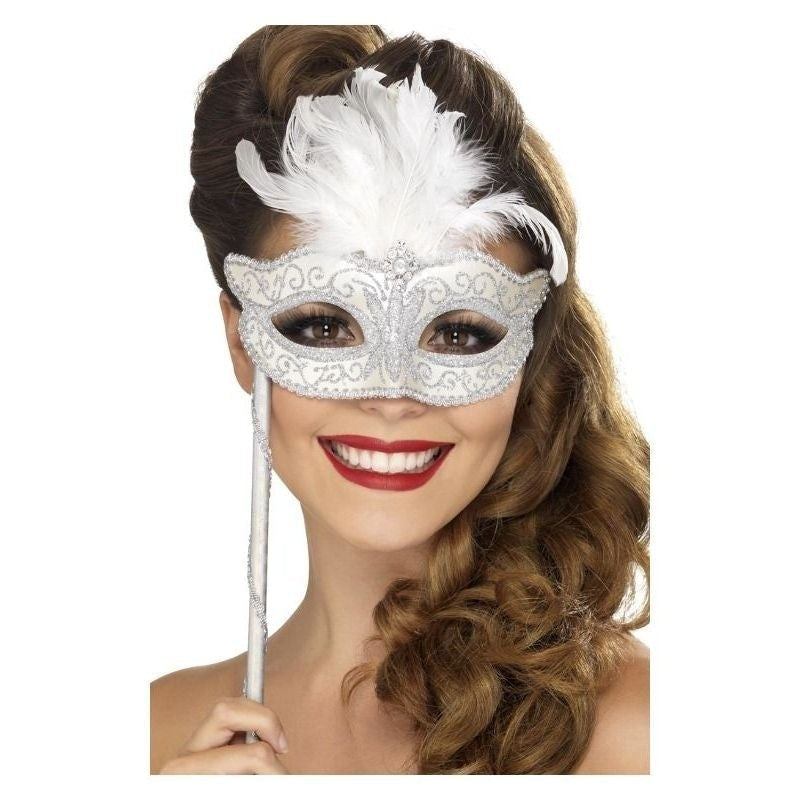 Costumes Australia Baroque Fantasy Eyemask Adult Silver Handle_1