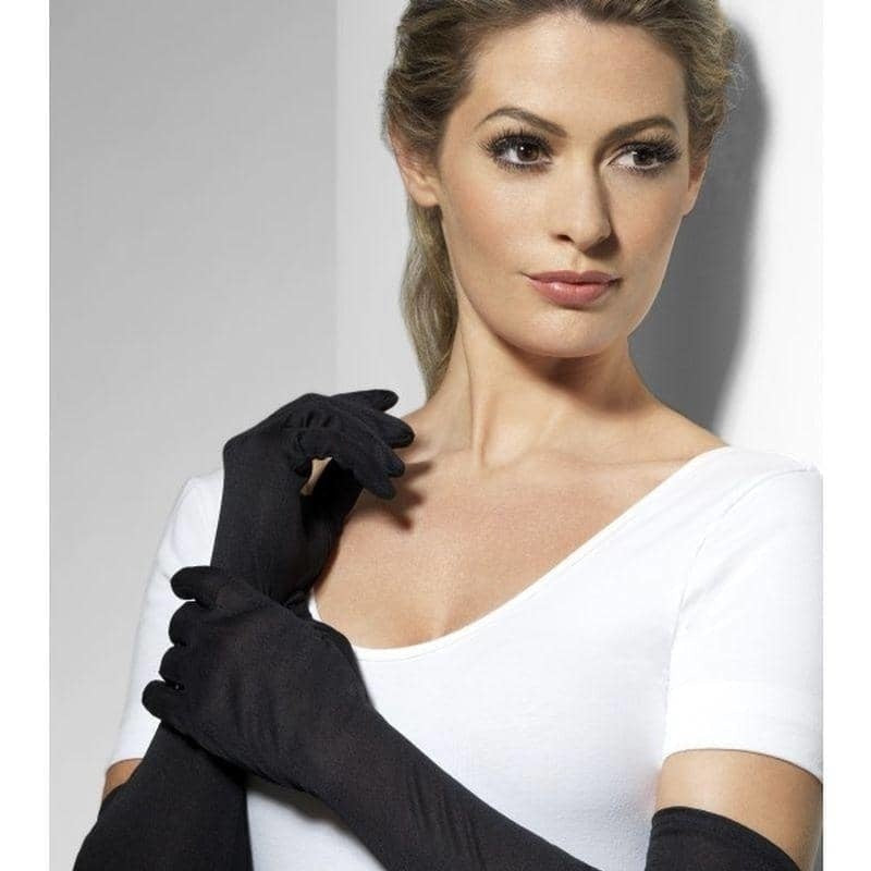 Costumes Australia Black Jersey Long Gloves Adult Black 52cm_1