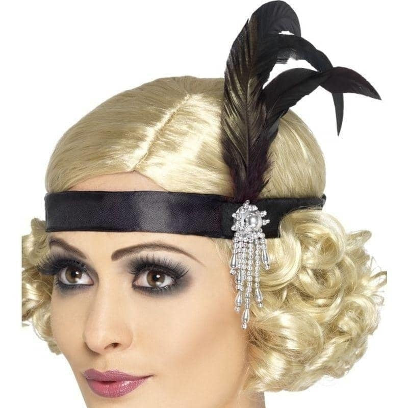 Costumes Australia Black Satin Charleston Headband Adult_1