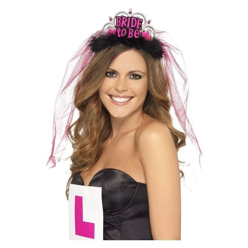 Costumes Australia Size Chart Bride To Be Tiara With Veil Adult Black