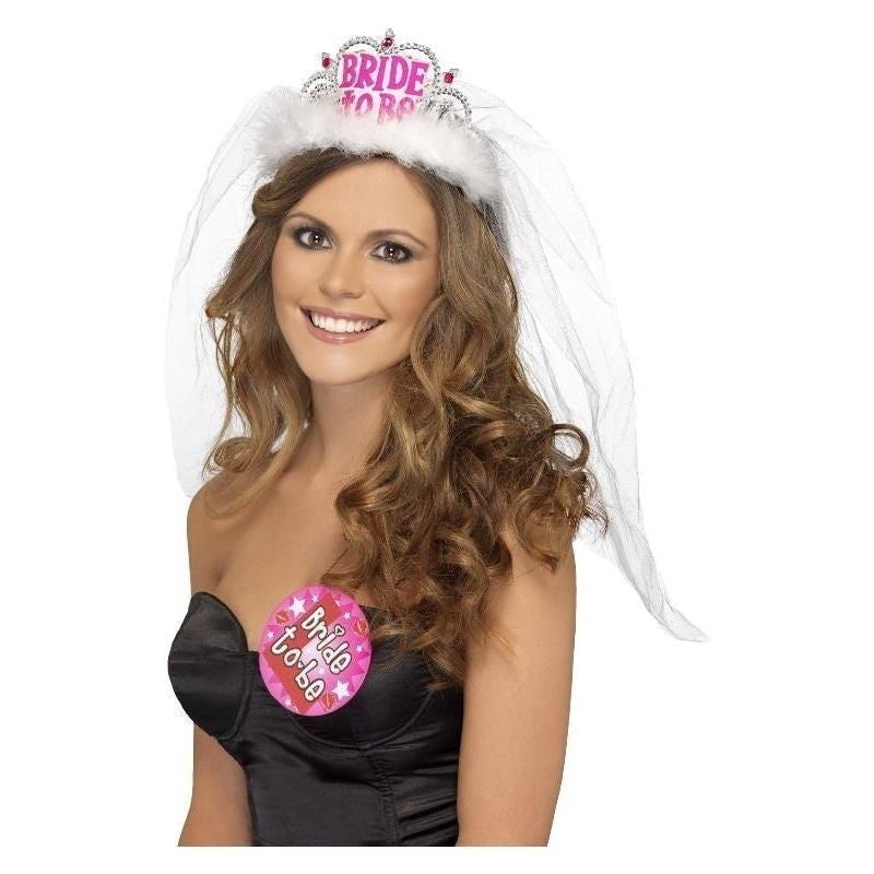 Costumes Australia Size Chart Bride To Be Tiara With Veil Adult White